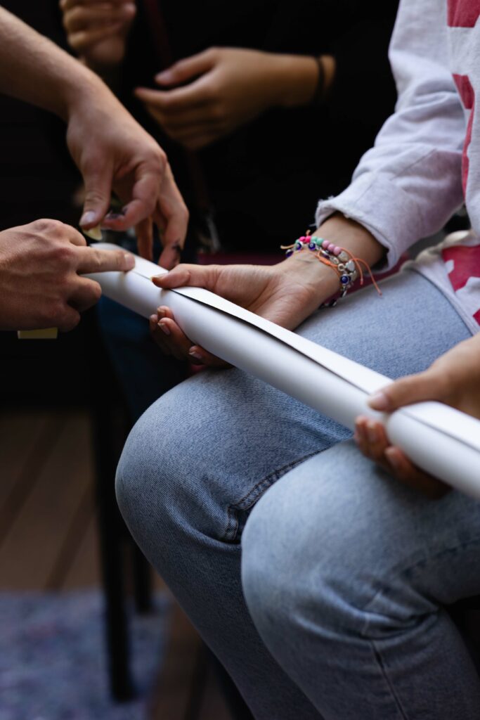 Graffiti Arbeit zum Mitnehmen zusammengerollt